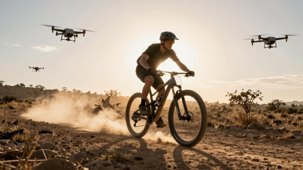 biking drone self following photography companion