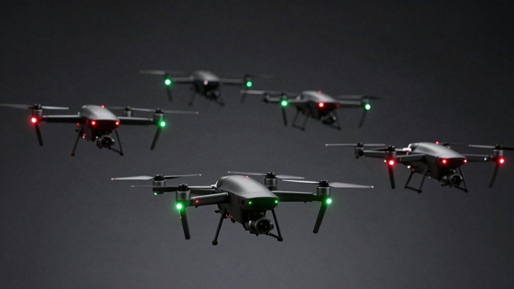 conspicuous drones with colorful lights