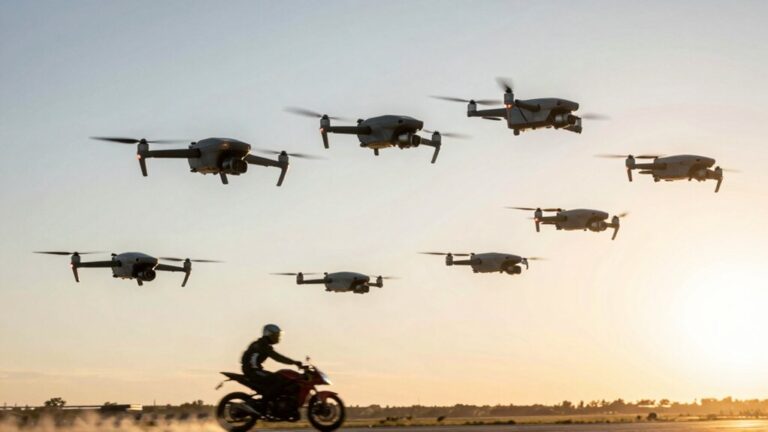 drones tracking adventurous sports enthusiasts