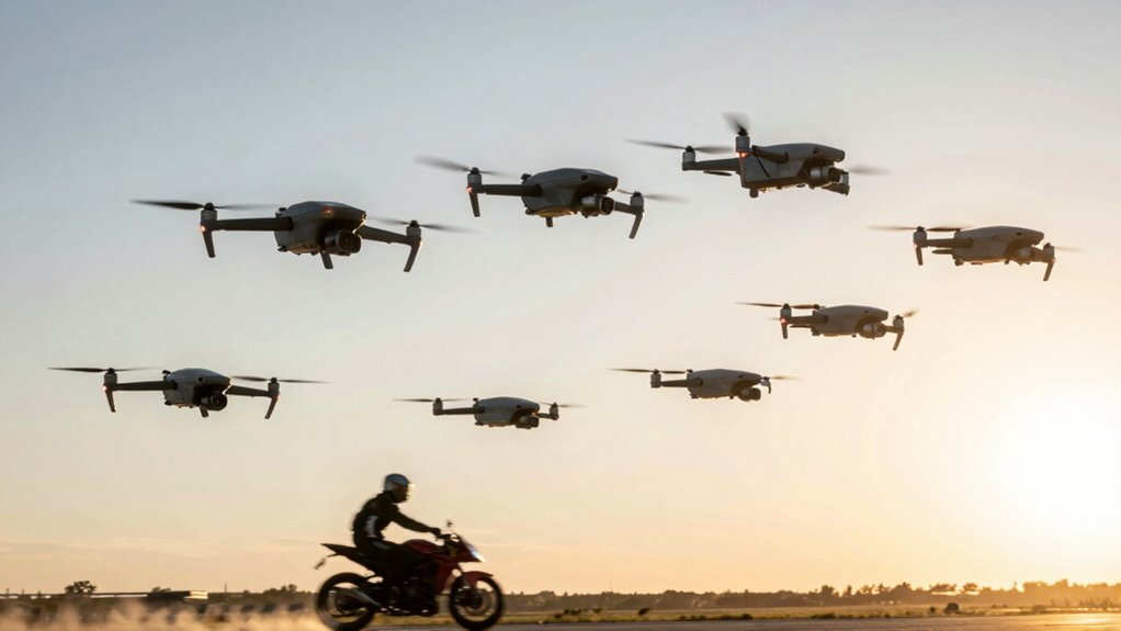 drones tracking adventurous sports enthusiasts