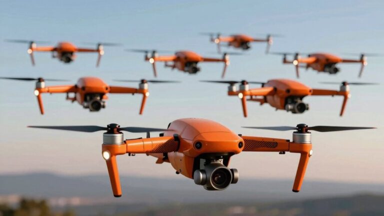 orange drones with camera fly