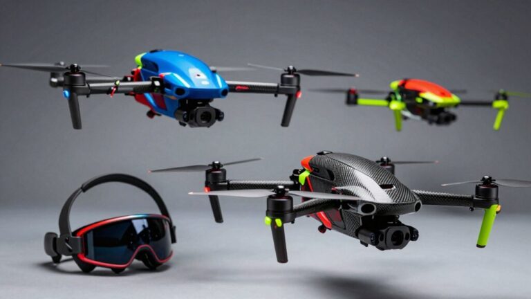 racing drones with competitive pilot headsets